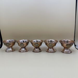 Carved Copper 2.5" Tibetan Prayer Buddhist Butter Lamp Nepal Set of 5
